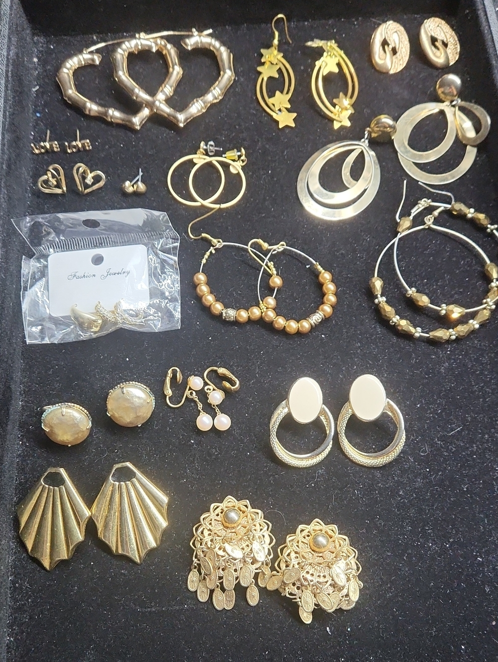 Gold Tone Women's Earring Bundle- Assorted Styles